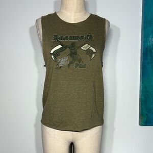 Olive Graphic Sleeveless Top
